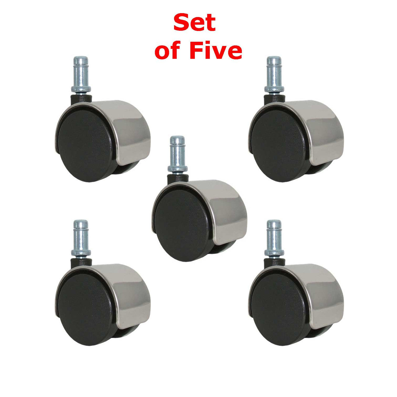 Twin Wheel Chrome Hooded Caster For Carpeted Floors- 50mm
