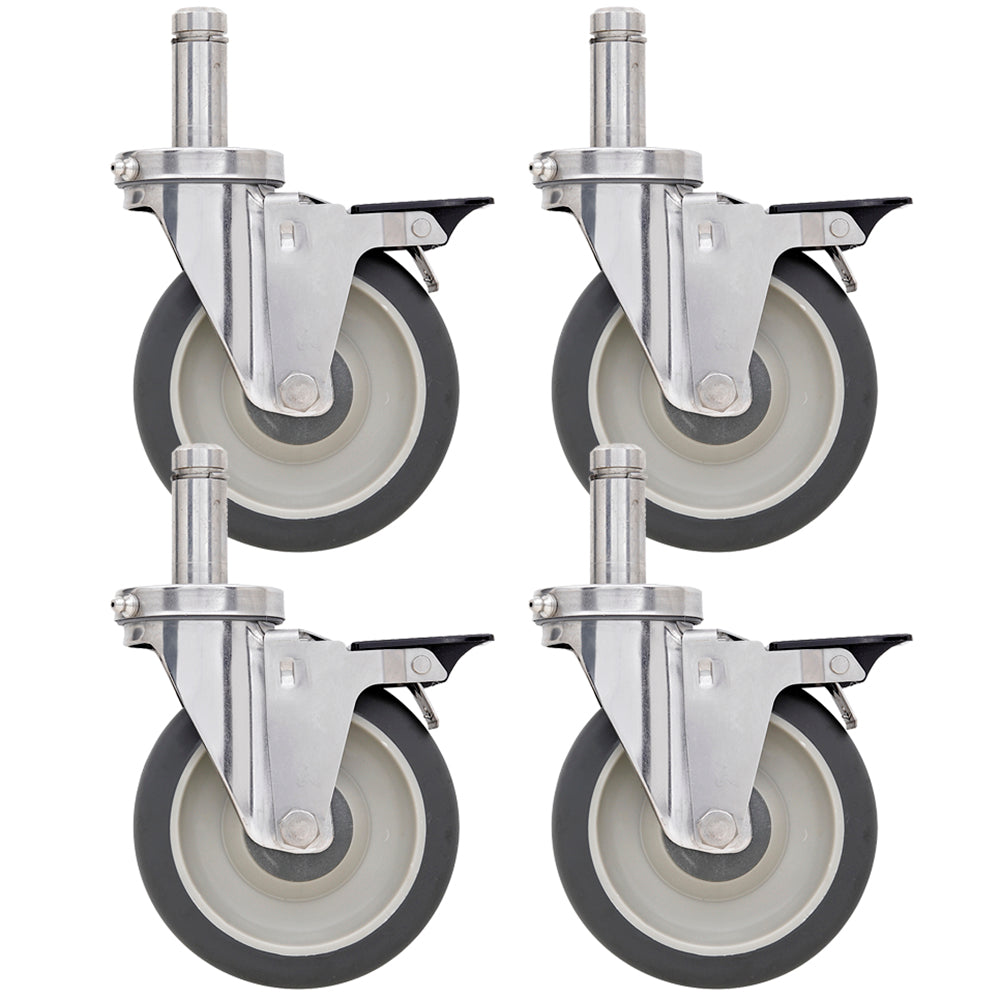 Metro 5" Polyurethane/304 Stainless Steel Swivel Stem Casters with Brakes