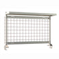 12"d x 34"h TableWorx Work Table Risers w/ Cantilevered Stainless Steel Solid Shelf & Epoxy SmartWall Grid - Rear Mount
