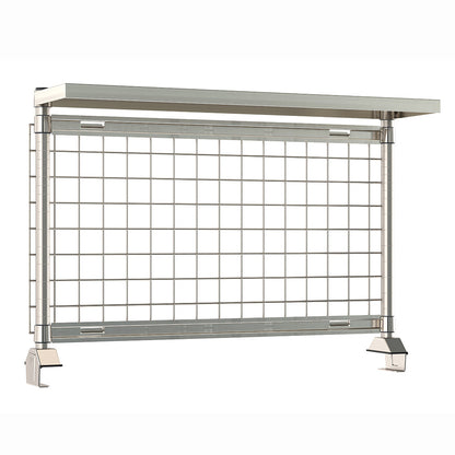 12"d x 34"h TableWorx Work Table Risers w/ Cantilevered Stainless Steel Solid Shelf & SmartWall Grid - Rear Mount