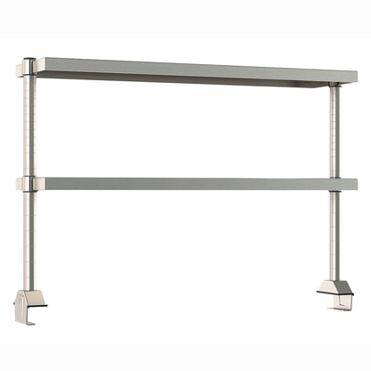 12"d x 34"h TableWorx Work Table Risers w/ Cantilevered Stainless Steel Solid Shelves - Center Mount