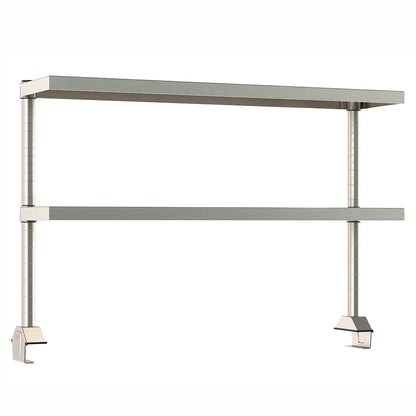 12"d x 34"h TableWorx Work Table Risers w/ Cantilevered Stainless Steel Solid Shelves - Rear Mount