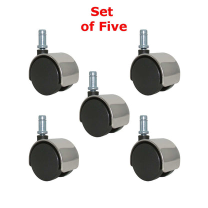 Twin Wheel Chrome Hooded Caster For Carpeted Floors- 50mm