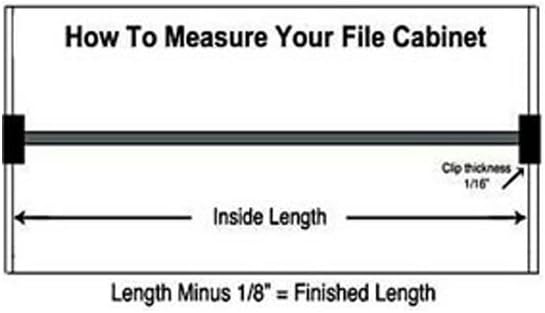 Cut to Length Metal File Rail 1/2" High w/ 2 Clips (Metal Clips to fit 3/4" Wood Drawer Side, 30"-42" Long)