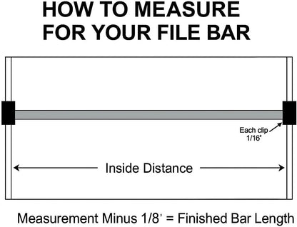 Cut to Length Metal File Rail 3/4" High (Metal Clips to fit Over 1/2" Wood Drawer Side, 1" - 15" Long)
