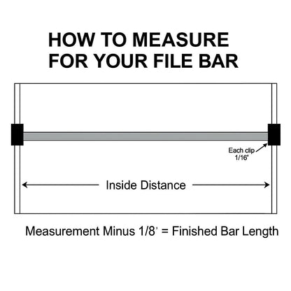 Cut to Length Metal File Rail 3/4" High (Plastic Clips for Metal Drawers, 30"- 42" Long)