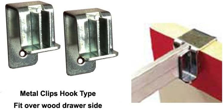 Cut to Length Metal File Rail 1/2" High w/ 2 Clips (Metal Clips to fit 1/2" Wood Drawer Side, 30"-42" Long)