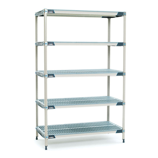 24"d x 74"h MetroMax i Antimicrobial 5-Shelf Starter Units w/ Grid Mats