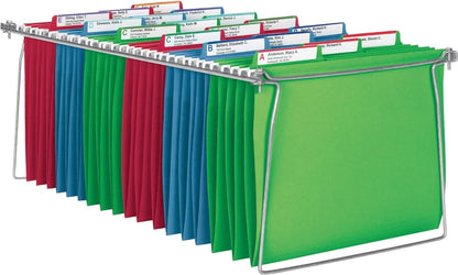 Metal Hanging File Folder Frames (Set of 2)- Adjustable Length 23" to 27", Letter Size (9" High x 12" Wide), Compatible with Major Vertical File Brands