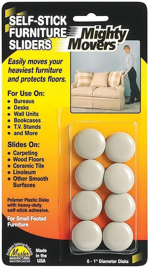 Mighty Movers® Furniture Sliders, Self-Stick, 1″ Dia. 87002