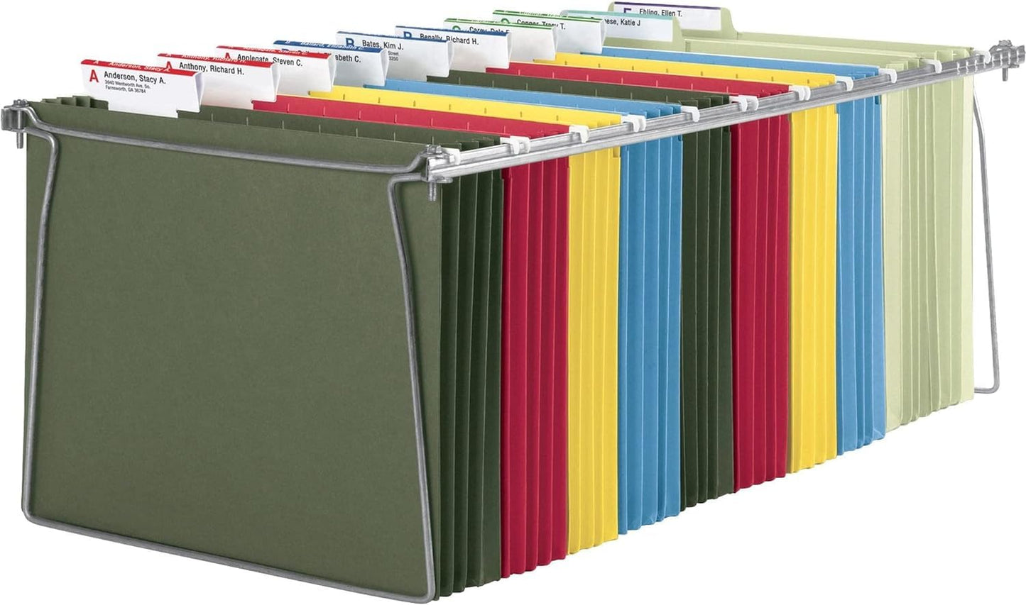 Metal Hanging File Folder Frames (Set of 2)- Adjustable Length 23" to 27", Letter Size (9" High x 12" Wide), Compatible with Major Vertical File Brands