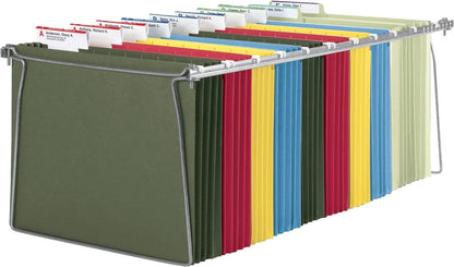 Metal Hanging File Folder Frames (Set of 2)- Adjustable Length 23" to 27", Letter Size (9" High x 12" Wide), Compatible with Major Vertical File Brands