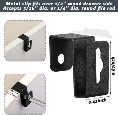 Cut to Length Round Metal File Rod Kit w/ 2 Clips (3/16 Dia. 1"-15" Long)