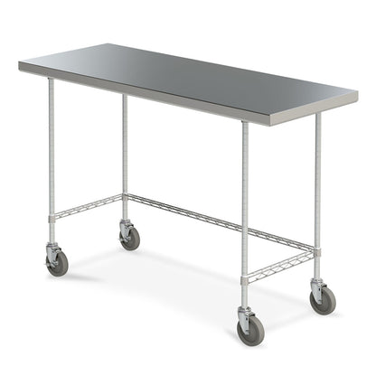Space Saver Stainless Steel Mobile Work Tables w/ Bottom 3-Sided Frame