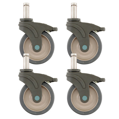Metro 5" Polymer/Stainless Steel Swivel Stem Casters with Brakes