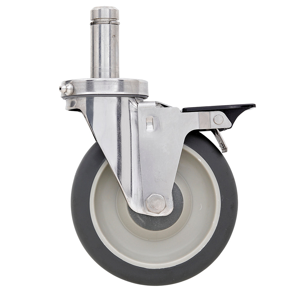 Metro 5" Polyurethane/304 Stainless Steel Swivel Stem Casters with Brakes
