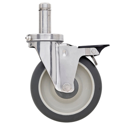Metro 5" Polyurethane/304 Stainless Steel Swivel Stem Casters with Brakes