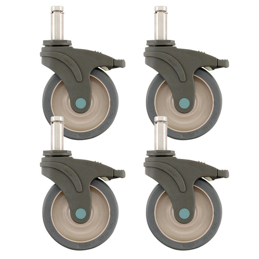 Metro 5" Polymer/Stainless Steel Swivel Stem Casters with Brakes