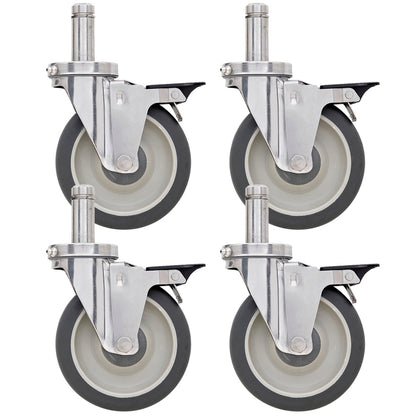Metro 5" Polyurethane/304 Stainless Steel Swivel Stem Casters with Brakes