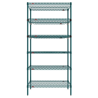 18"d x 74"h 6-Shelf Metro Super Erecta EZ-ADD Wire Shelving - Metroseal Green