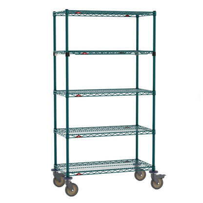 24"d x 68"h 5-Shelf Metro Super Erecta EZ-ADD Mobile Wire Shelving - Metroseal Green
