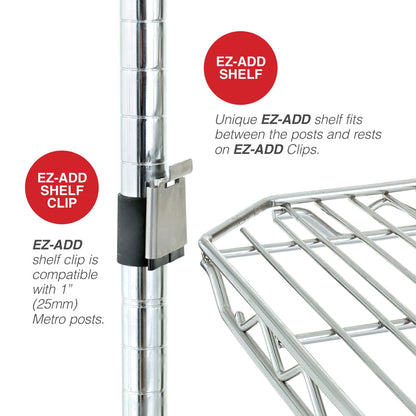 24"d x 74"h 6-Shelf Metro Super Erecta EZ-ADD Wire Shelving - Chrome
