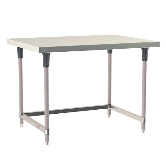 30"d TableWorx 304 Stainless Steel Work Tables w/ 3-Sided Frame & Epoxy-Coated Legs