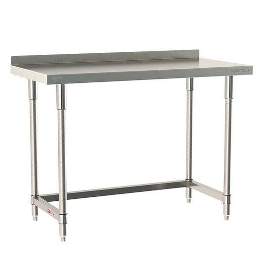 30"d TableWorx 304 Stainless Steel Work Tables w/ Backsplash & 3-Sided Frame