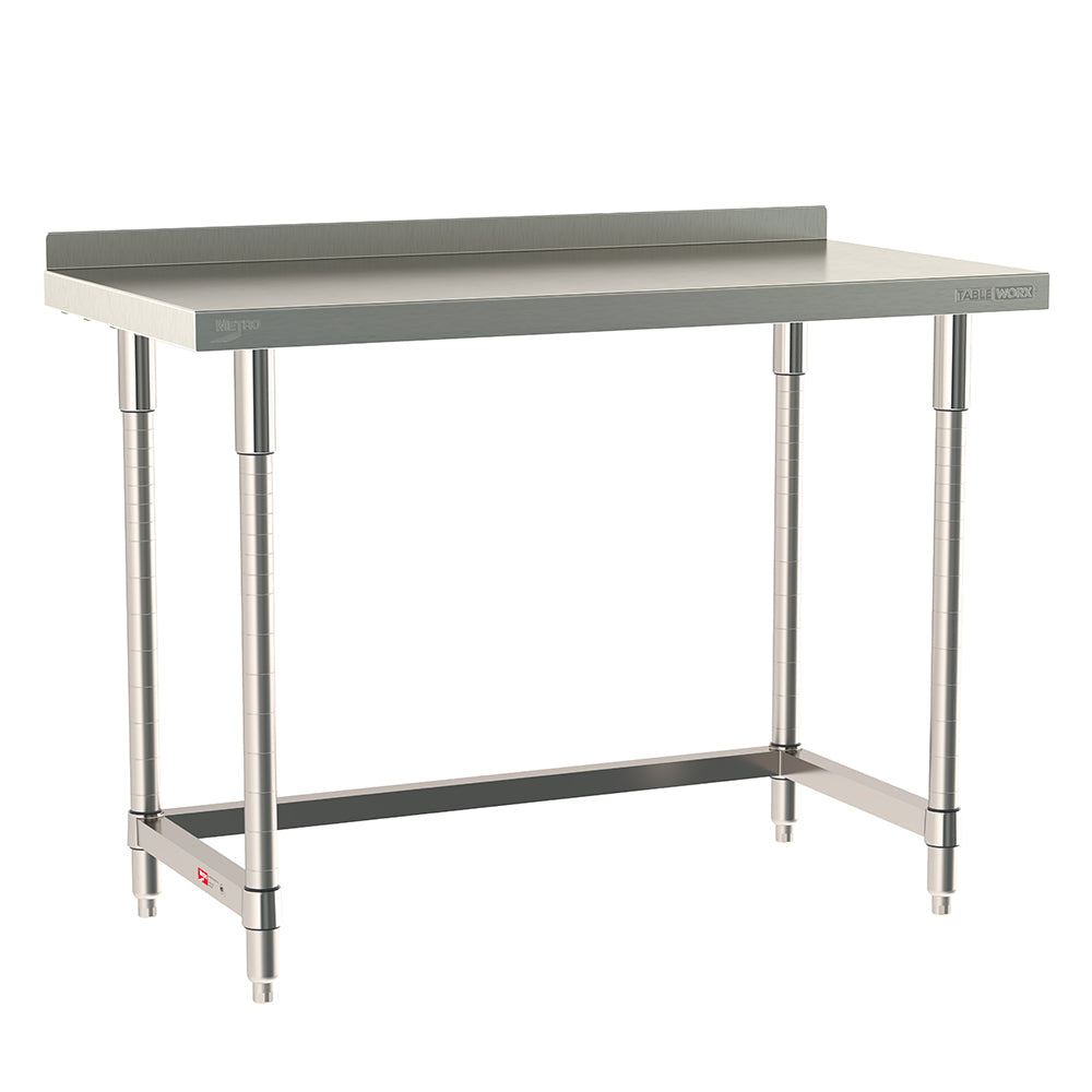 36"d TableWorx 304 Stainless Steel Work Tables w/ Backsplash & 3-Sided Frame
