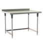 36"d TableWorx 304 Stainless Steel Work Tables w/ Backsplash, 3-Sided Frame, & Epoxy-Coated Legs
