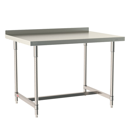 24"d TableWorx 304 Stainless Steel Work Tables w/ Backsplash & I-Frame