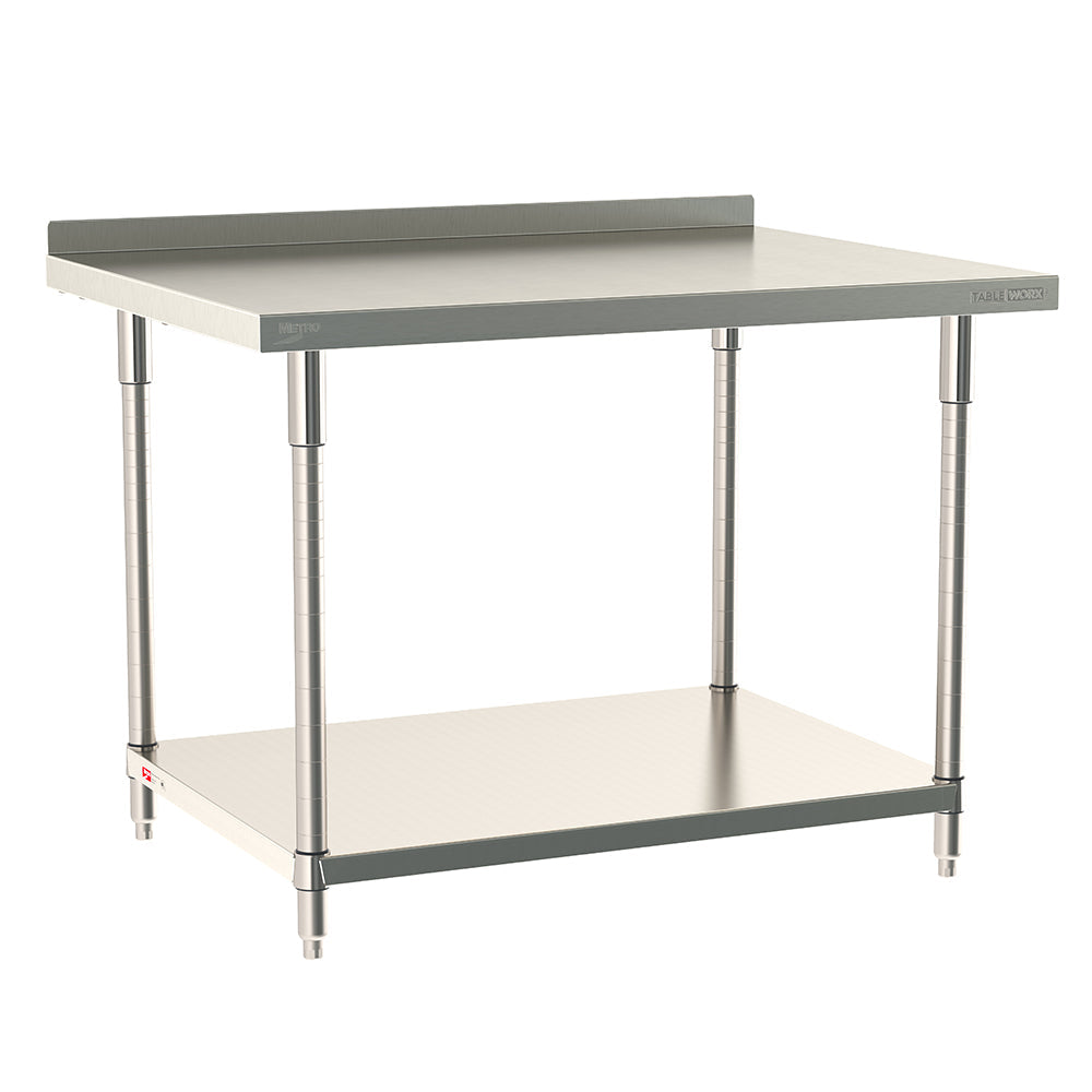 36"d TableWorx 304 Stainless Steel Work Tables w/ Backsplash & Undershelf