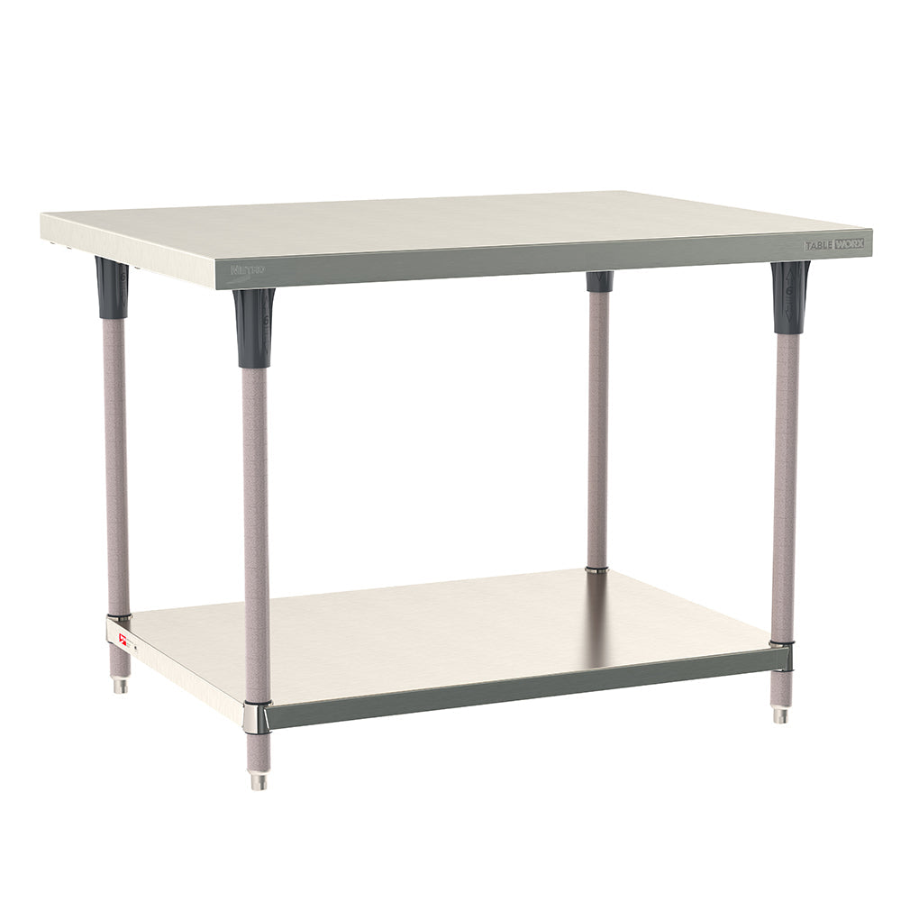 30"d TableWorx 304 Stainless Steel Work Tables w/ Undershelf & Epoxy-Coated Legs
