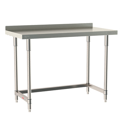 30"d TableWorx 316 Stainless Steel Top Work Tables w/ Backsplash & 3-Sided Frame