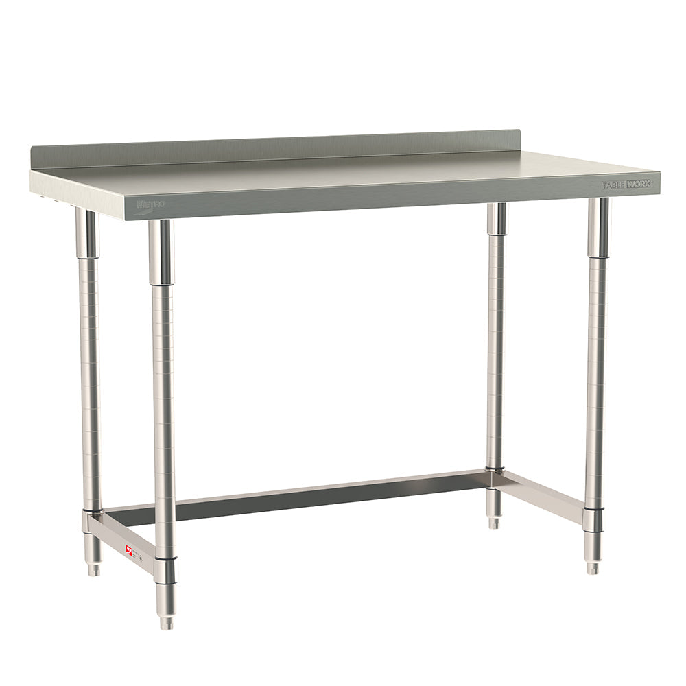 36"d TableWorx 316 Stainless Steel Top Work Tables w/ Backsplash & 3-Sided Frame