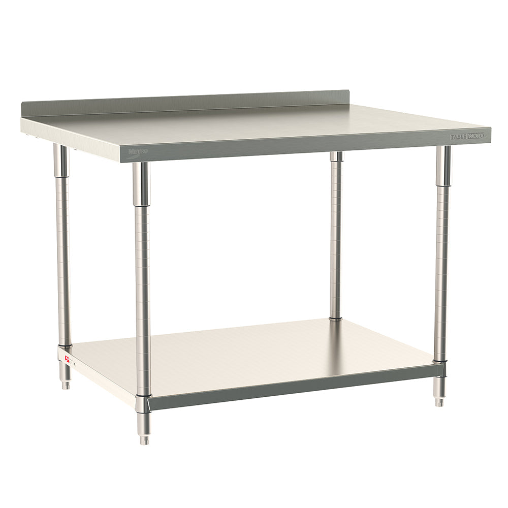 30"d TableWorx 316 Stainless Steel Top Work Tables w/ Backsplash & Undershelf