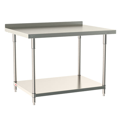 36"d TableWorx 316 Stainless Steel Top Work Tables w/ Backsplash & Undershelf