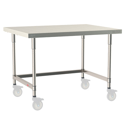 24"d TableWorx Mobile-Ready 304 Stainless Steel Work Tables w/ 3-Sided Frame