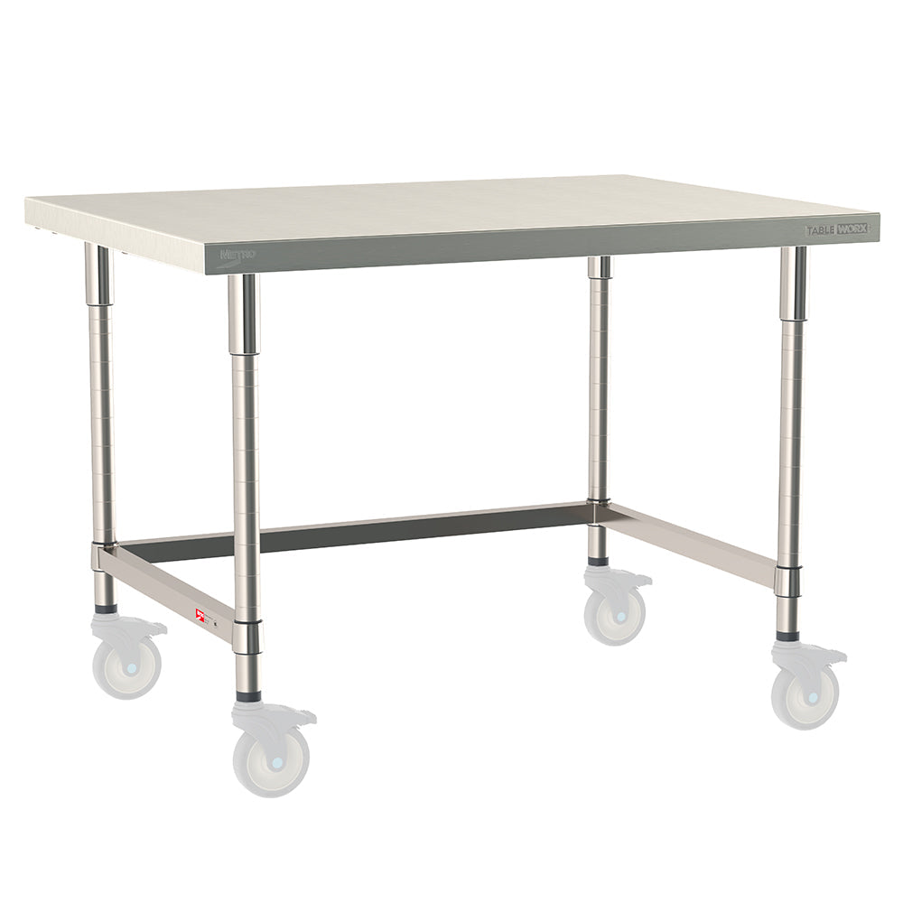 30"d TableWorx Mobile-Ready 304 Stainless Steel Work Tables w/ 3-Sided Frame