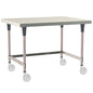 36"d TableWorx Mobile-Ready 304 Stainless Steel Work Tables w/ 3-Sided Frame & Epoxy-Coated Legs
