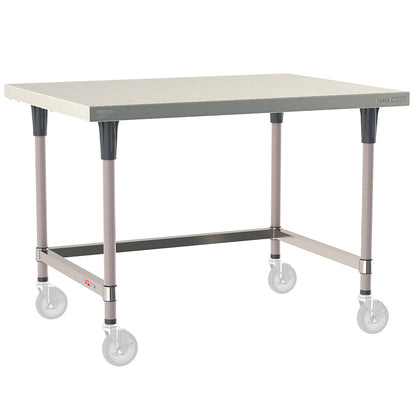 30"d TableWorx Mobile-Ready 304 Stainless Steel Work Tables w/ 3-Sided Frame & Epoxy-Coated Legs