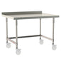 30"d TableWorx Mobile-Ready 304 Stainless Steel Work Tables w/ Backsplash & 3-Sided Frame