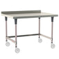 24"d TableWorx Mobile-Ready 304 Stainless Steel Work Tables w/ Backsplash, 3-Sided Frame, & Epoxy-Coated Legs