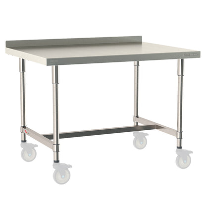 30"d TableWorx Mobile-Ready 304 Stainless Steel Work Tables w/ Backsplash & I-Frame