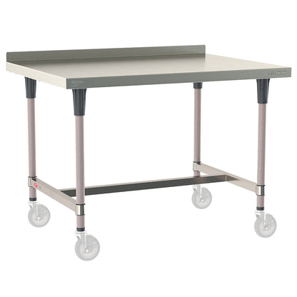 36"d TableWorx Mobile-Ready 304 Stainless Steel Work Tables w/ Backsplash, I-Frame, & Epoxy-Coated Legs