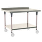 36"d TableWorx Mobile-Ready 304 Stainless Steel Work Tables w/ Backsplash, Undershelf, & Epoxy-Coated Legs