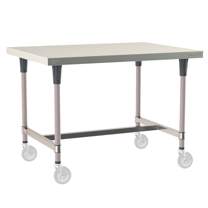 24"d TableWorx Mobile-Ready 304 Stainless Steel Work Tables w/ I-Frame & Epoxy-Coated Legs