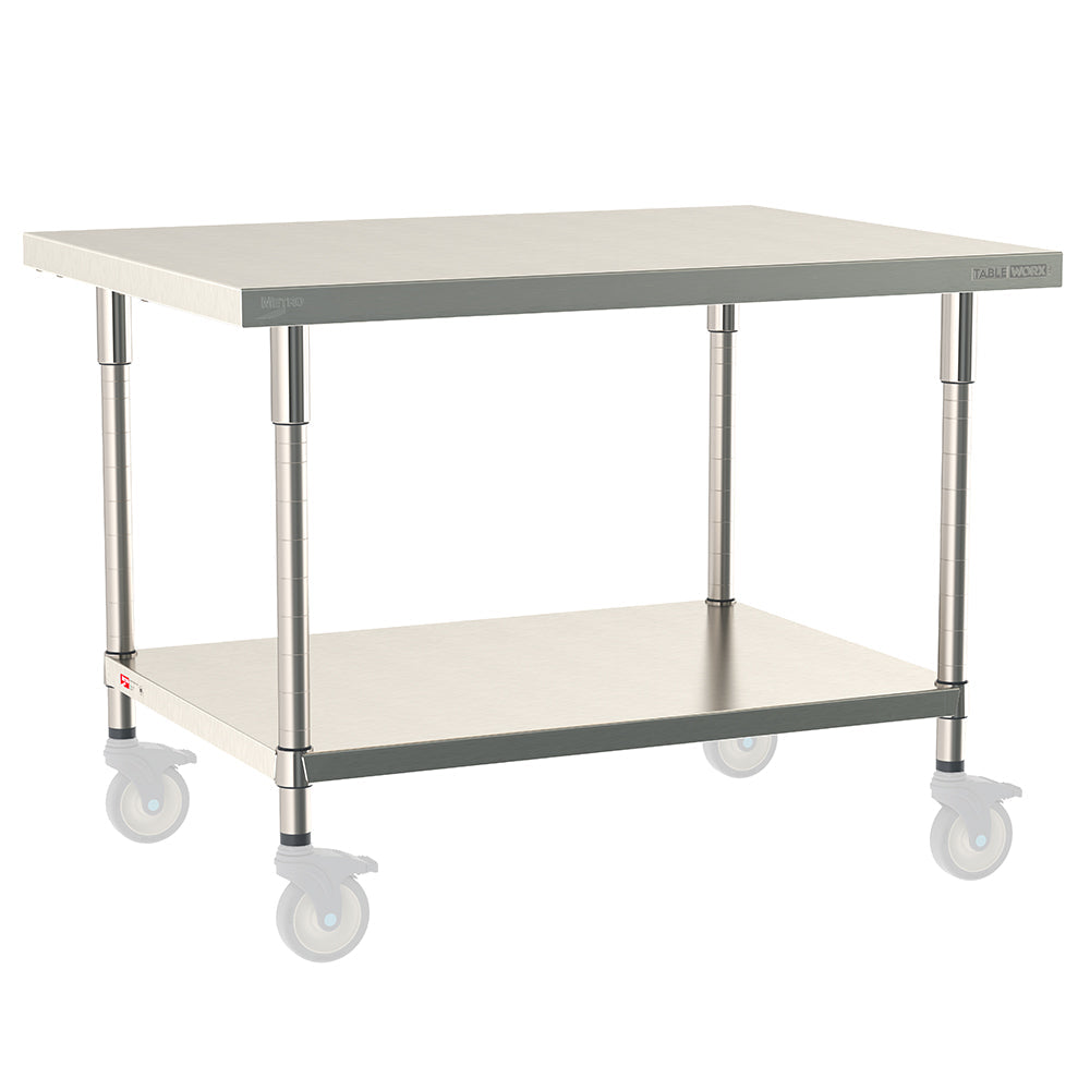 36"d TableWorx Mobile-Ready 304 Stainless Steel Work Tables w/ Undershelf