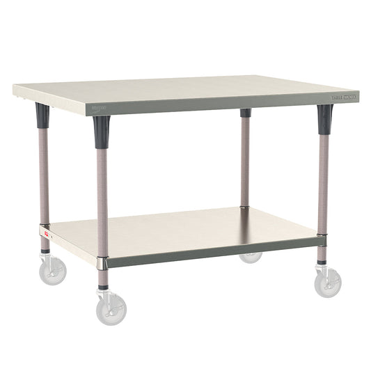 30"d TableWorx Mobile-Ready 304 Stainless Steel Work Tables w/ Undershelf & Epoxy-Coated Legs