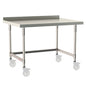 36"d TableWorx Mobile-Ready 316 Stainless Steel Top Work Tables w/ Backsplash & 3-Sided Frame